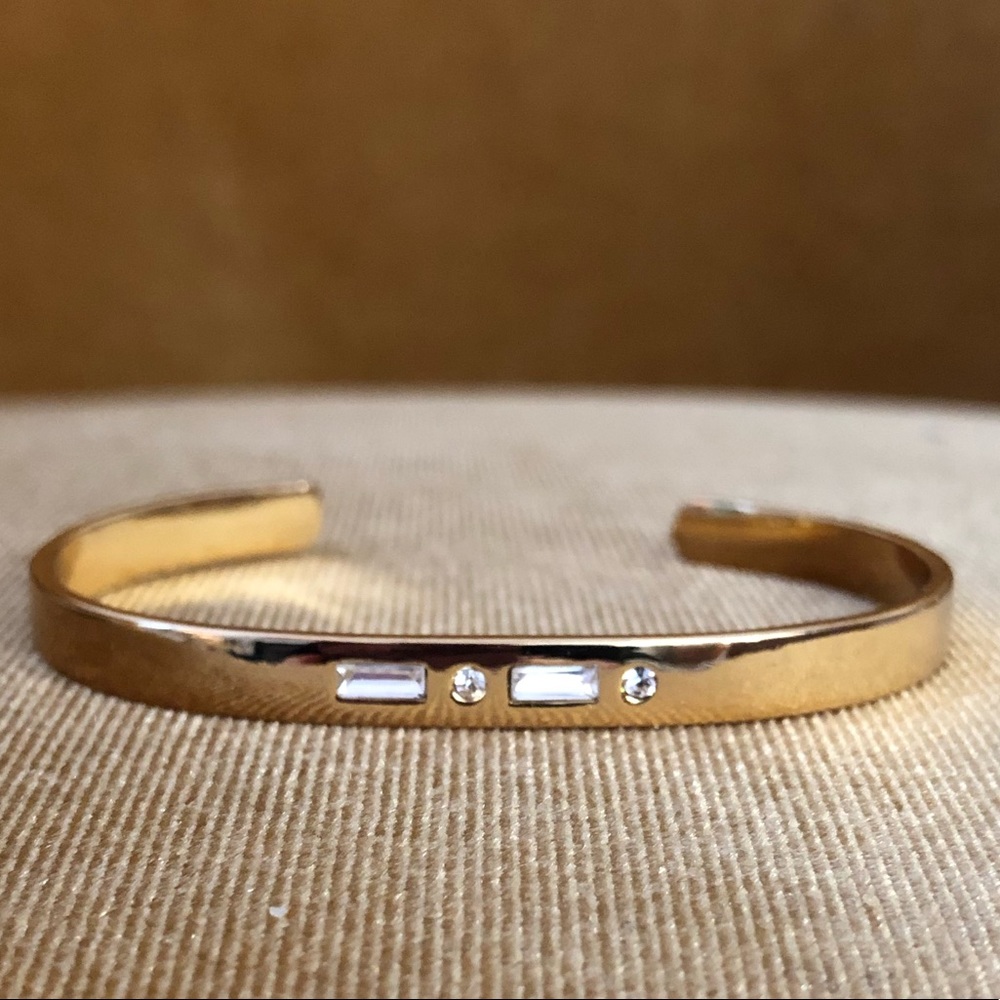 Baublebar Gold Cuff - Crystal Morse Code “C”